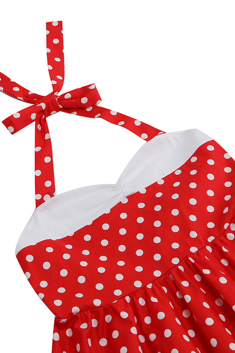 Rojo Halter Lunares Niña Vestido Años 50