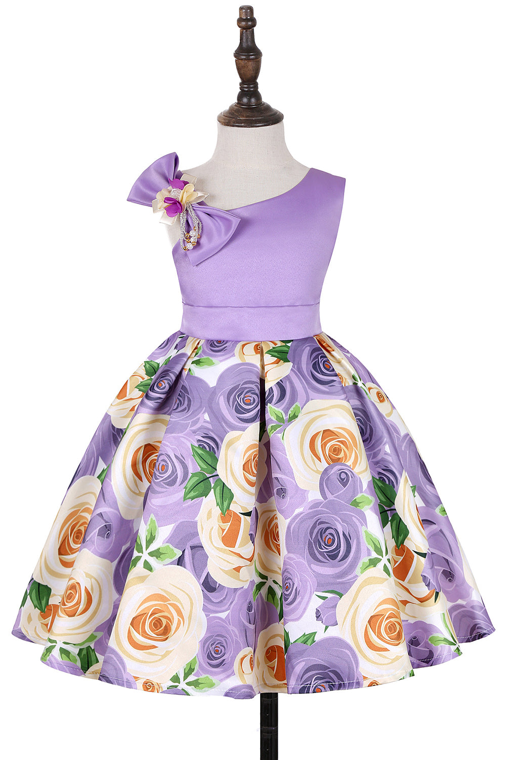 Niña Vestido de Fiesta Sin Mangas Púrpura Floral