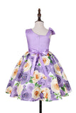 Niña Vestido de Fiesta Sin Mangas Púrpura Floral