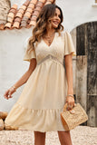 Albaricoque Cuello en V A Línea Vestido de Verano