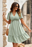 Albaricoque Cuello en V A Línea Vestido de Verano