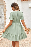 Albaricoque Cuello en V A Línea Vestido de Verano