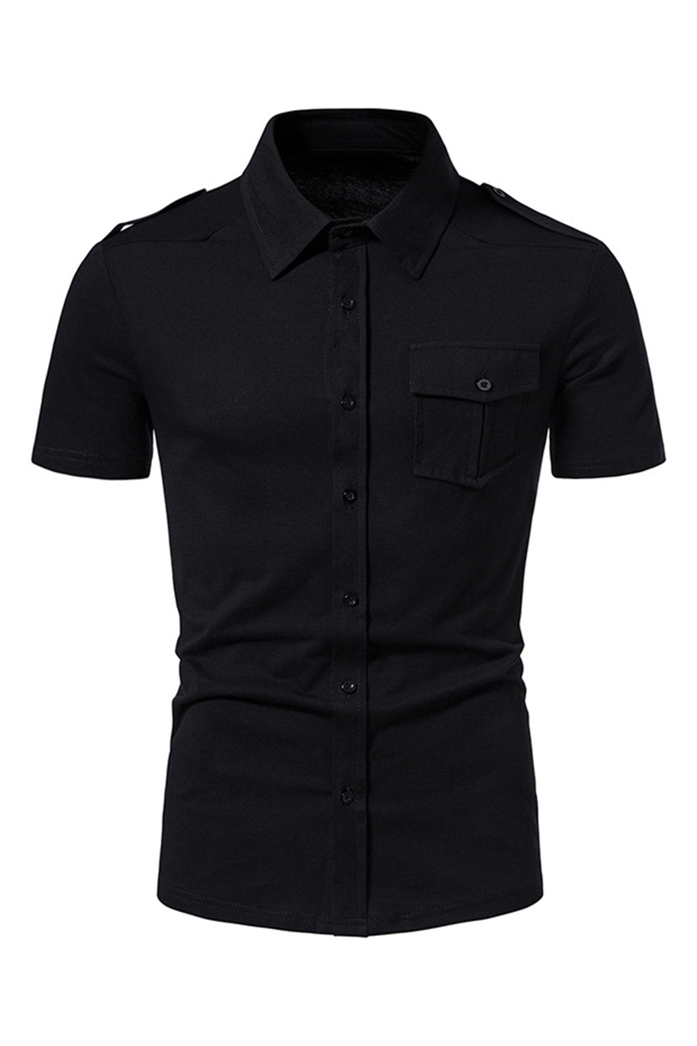 Negro Slim Fit Mangas Cortas Tops para Hombres