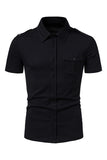 Negro Slim Fit Mangas Cortas Tops para Hombres