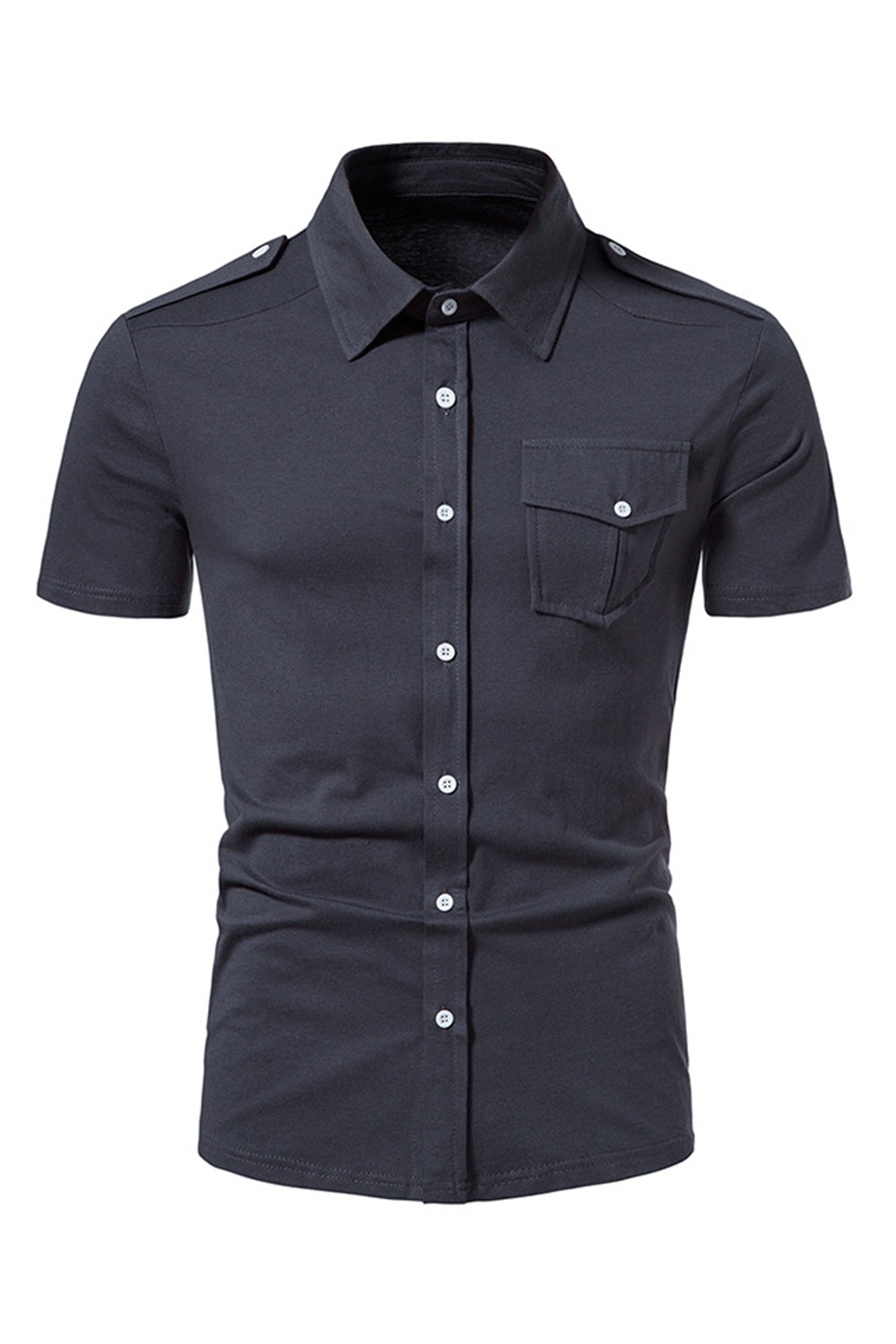 Negro Slim Fit Mangas Cortas Tops para Hombres