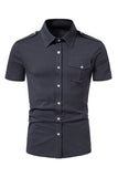 Negro Slim Fit Mangas Cortas Tops para Hombres