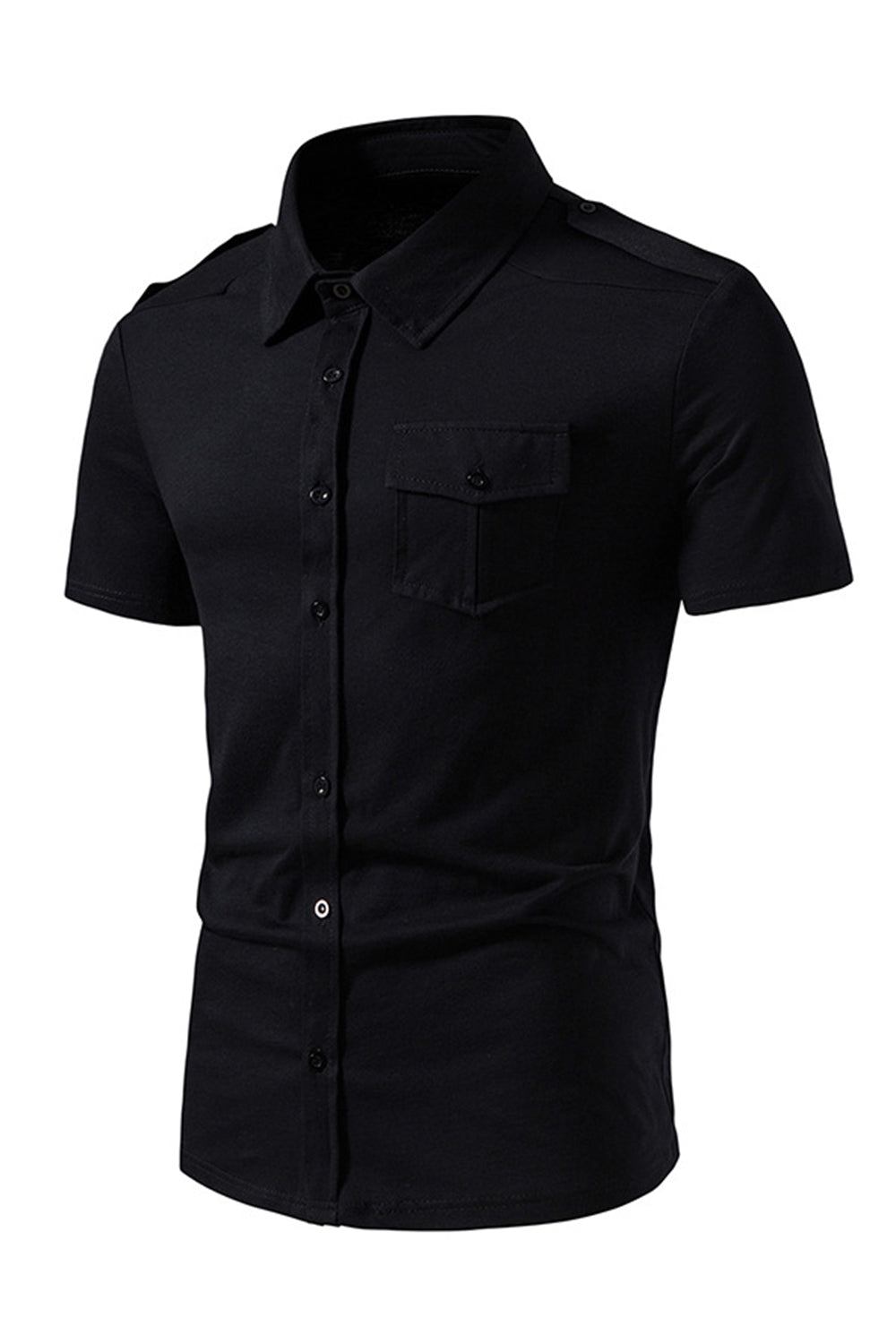Negro Slim Fit Mangas Cortas Tops para Hombres