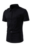 Negro Slim Fit Mangas Cortas Tops para Hombres