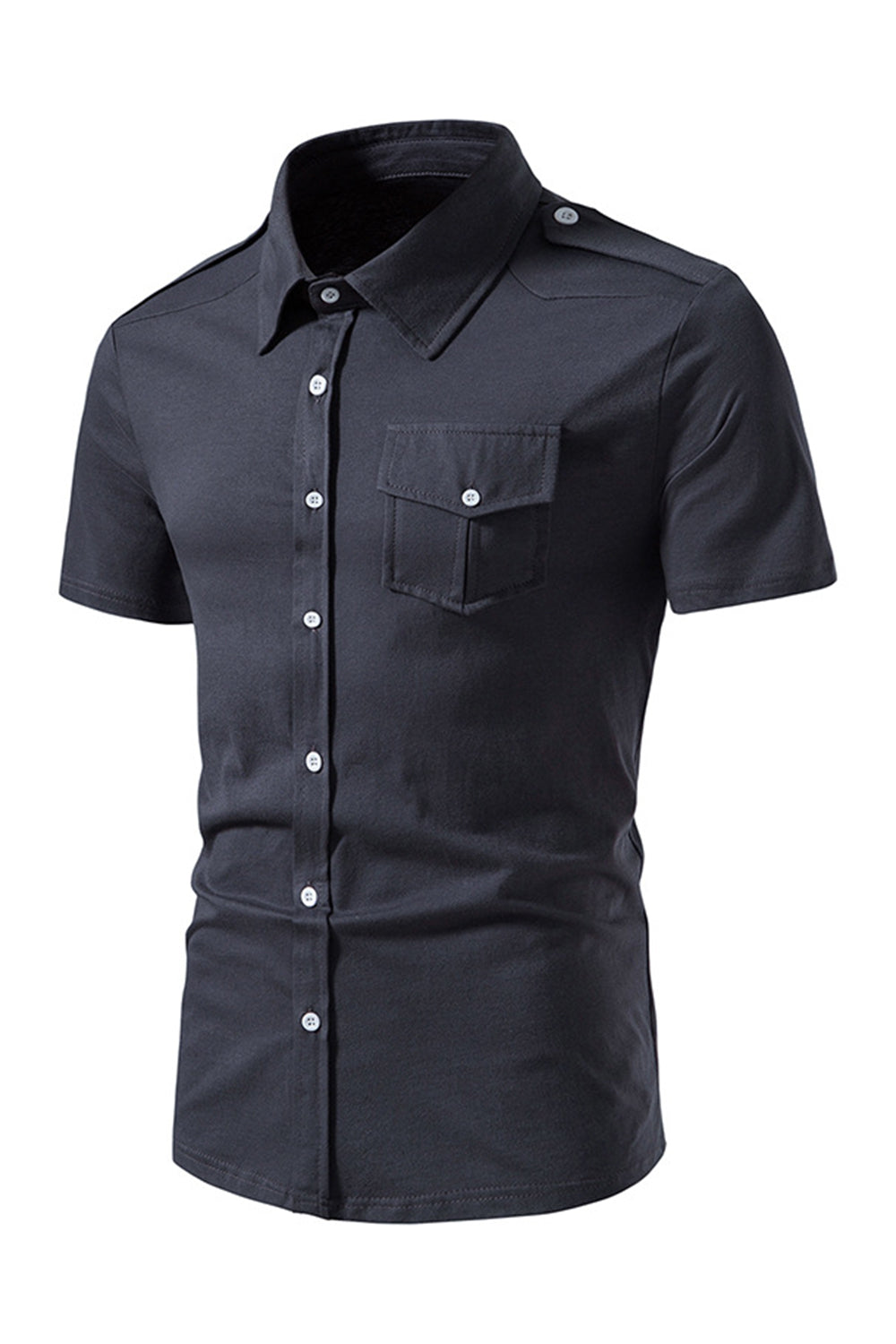 Negro Slim Fit Mangas Cortas Tops para Hombres