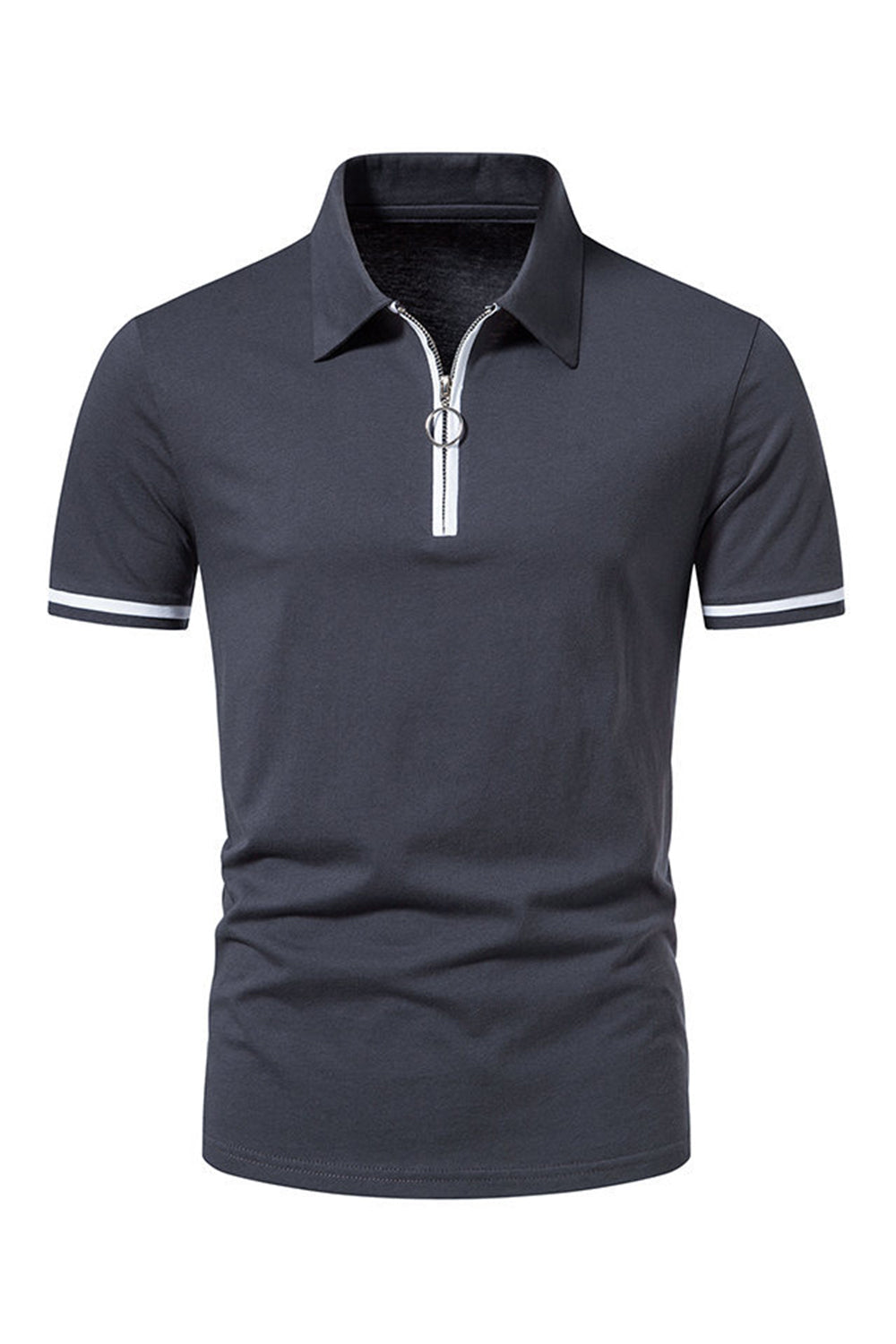 Casual Verano Mangas Cortas Tops de Hombre con Cremallera