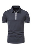 Casual Verano Mangas Cortas Tops de Hombre con Cremallera