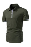 Casual Verano Mangas Cortas Tops de Hombre con Cremallera