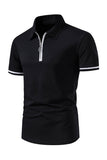 Casual Verano Mangas Cortas Tops de Hombre con Cremallera