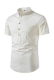 Slim Fit Blanco Buttons Camiseta de Verano