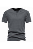 Botones Mangas Cortas Camiseta de Verano Casual