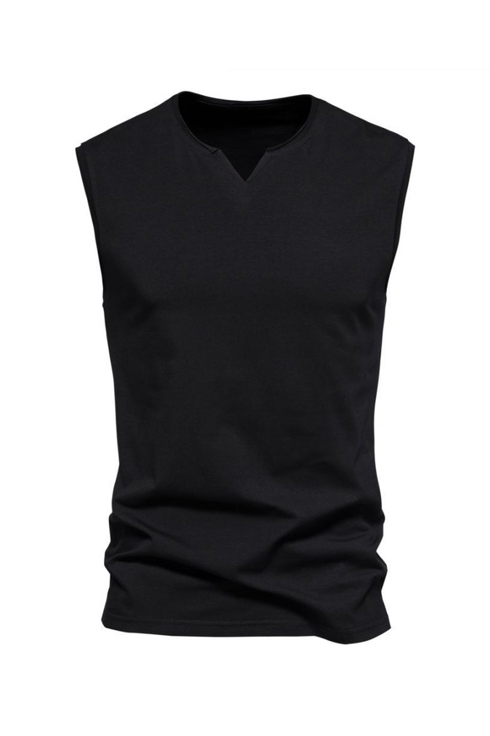 Camiseta Negro Sin Mangas Cuello en V