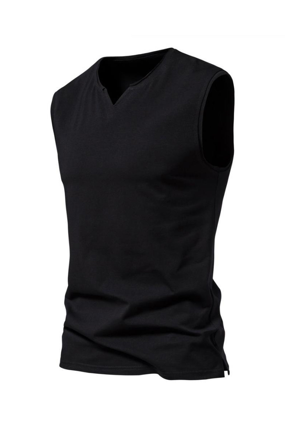 Camiseta Negro Sin Mangas Cuello en V