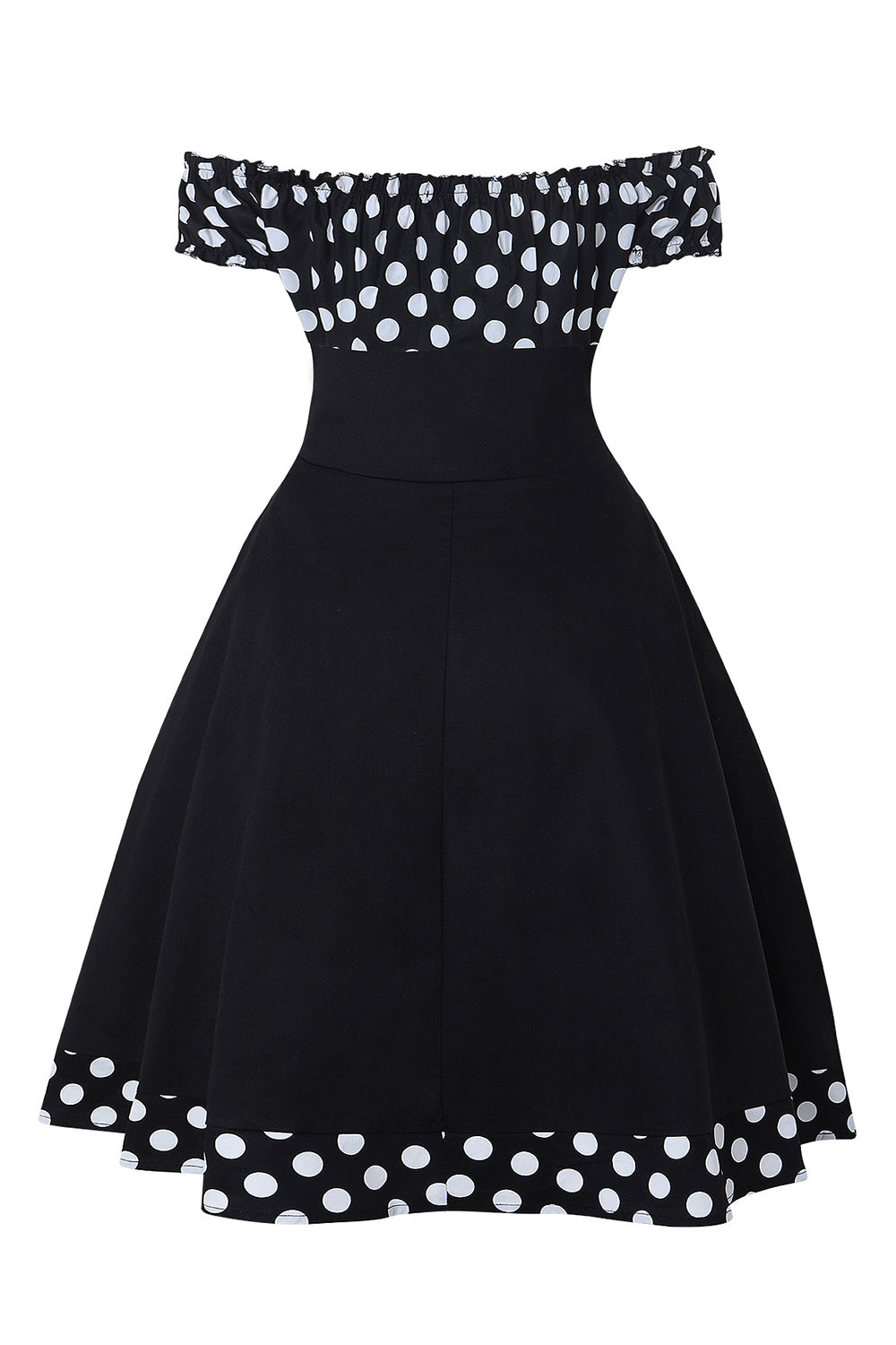 Fuera del Hombro Lunares 1950s Vestido