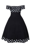 Fuera del Hombro Lunares 1950s Vestido