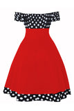 Fuera del Hombro Lunares 1950s Vestido
