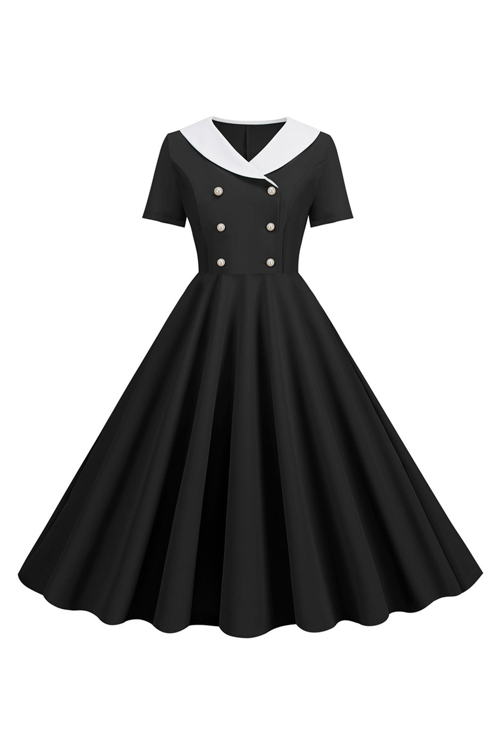 1950s Vestido Vintage Con Mangas Cortas