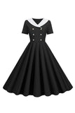 1950s Vestido Vintage Con Mangas Cortas