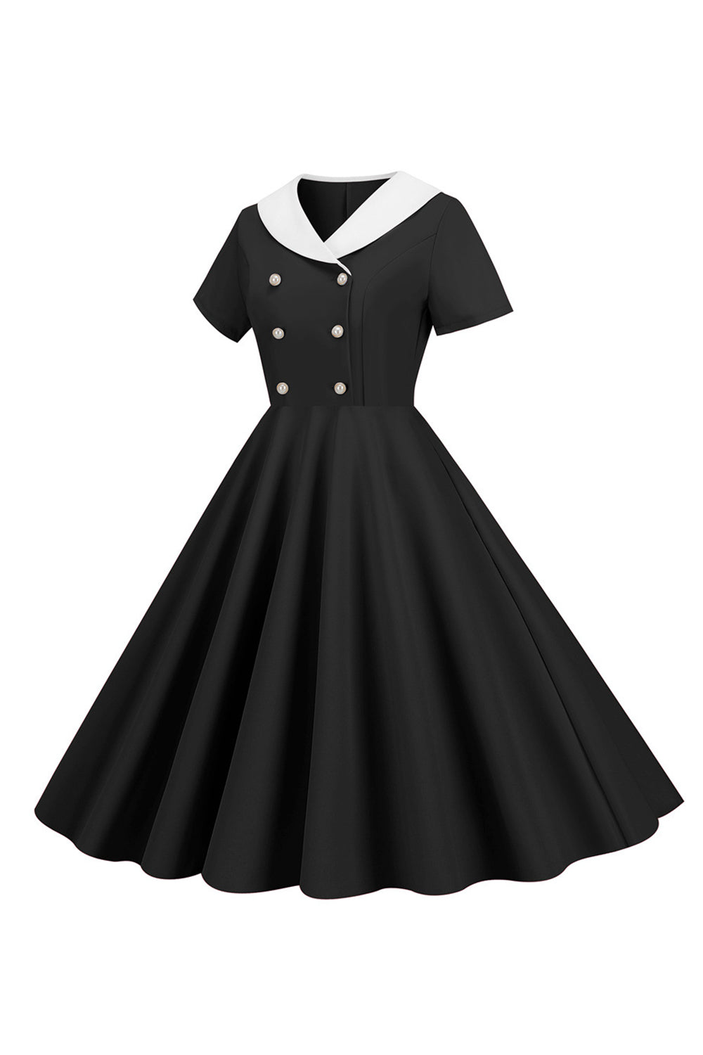 1950s Vestido Vintage Con Mangas Cortas