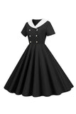 1950s Vestido Vintage Con Mangas Cortas