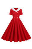1950s Vestido Vintage Con Mangas Cortas