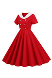 1950s Vestido Vintage Con Mangas Cortas