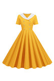 1950s Vestido Vintage Con Mangas Cortas