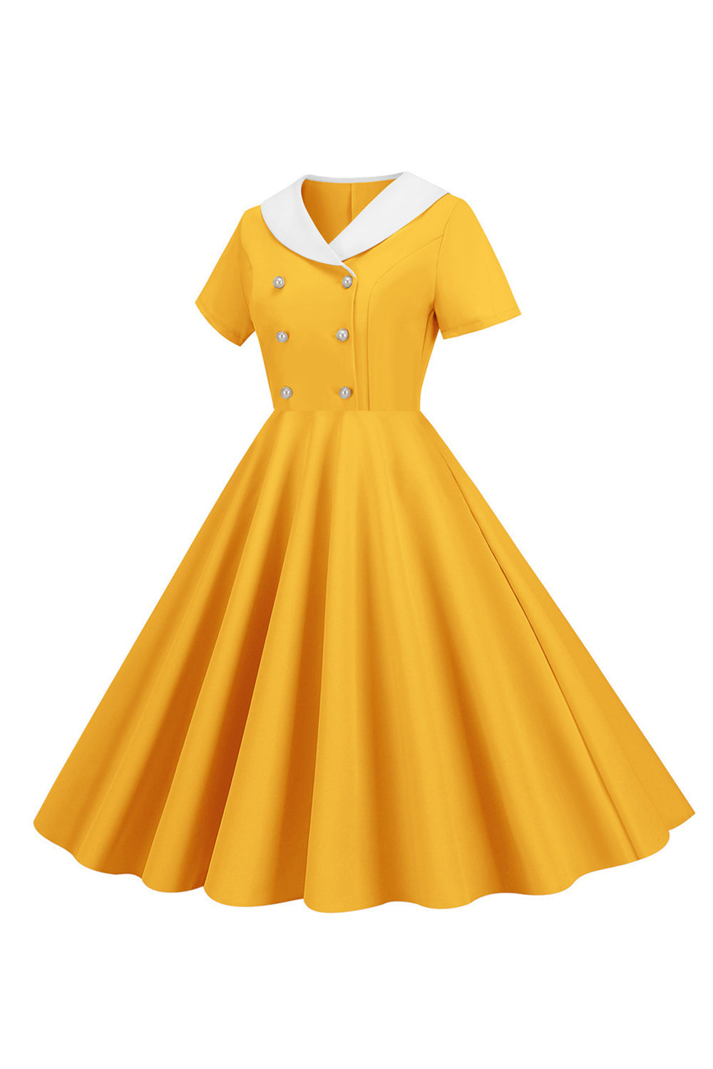 1950s Vestido Vintage Con Mangas Cortas