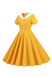1950s Vestido Vintage Con Mangas Cortas