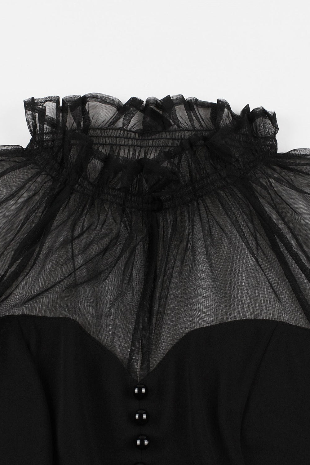 1950s Vestido Vintage Con Botones Negro A Line