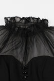 1950s Vestido Vintage Con Botones Negro A Line