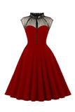 1950s Vestido Vintage Con Botones Negro A Line