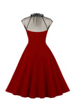1950s Vestido Vintage Con Botones Negro A Line