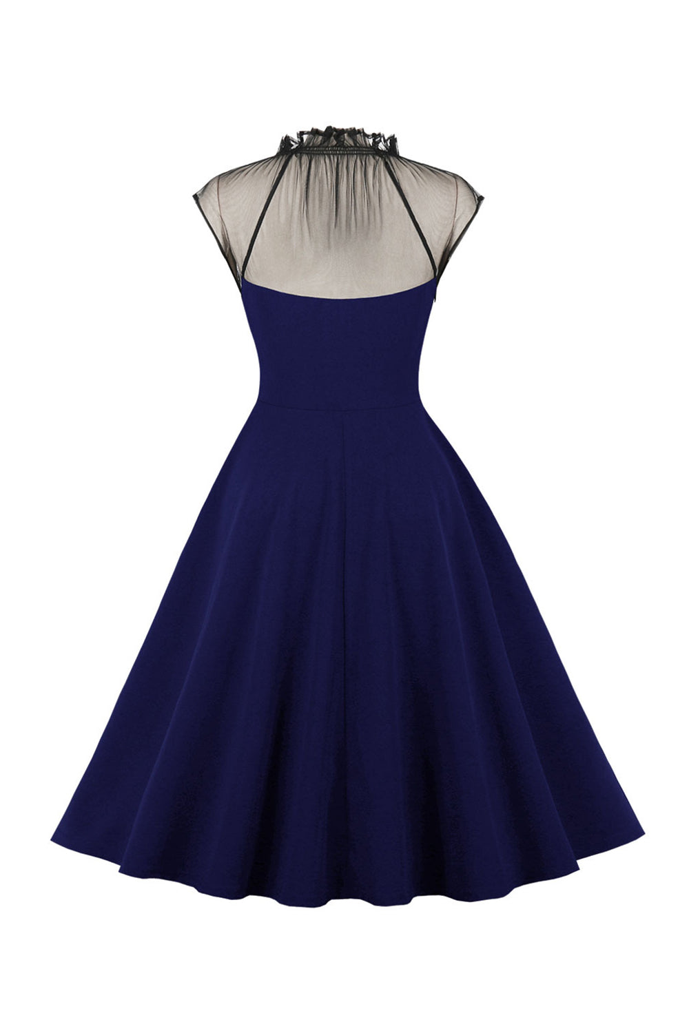 1950s Vestido Vintage Con Botones Negro A Line