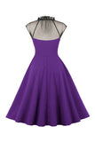 1950s Vestido Vintage Con Botones Negro A Line