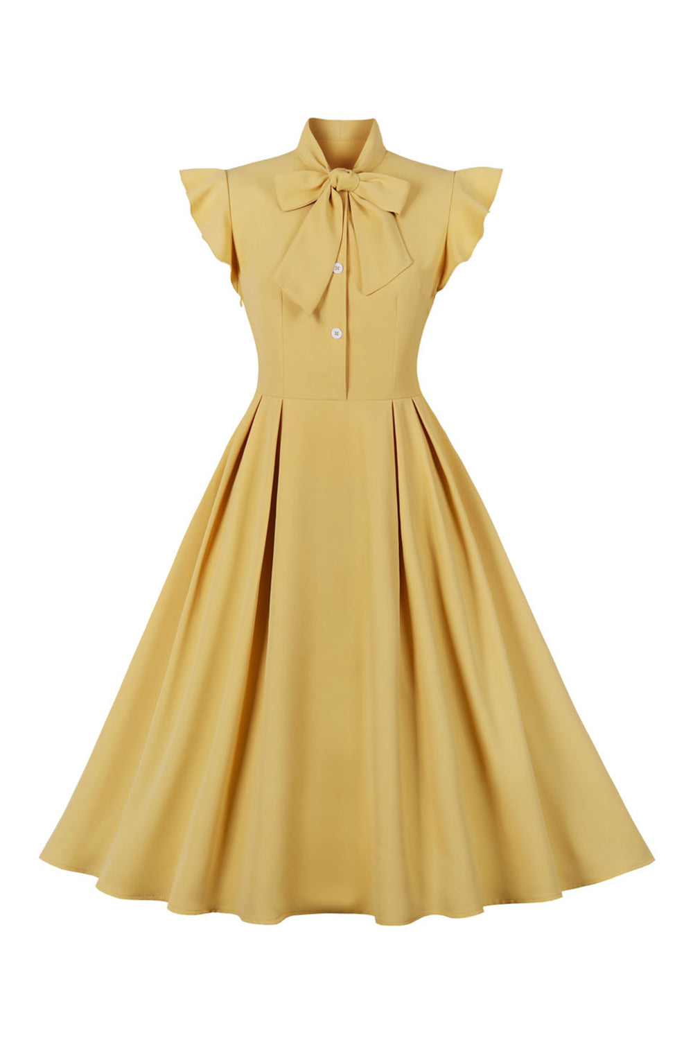 Amarillo 1950s Vestido Con lazo