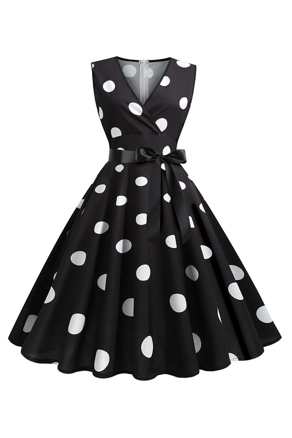 1950s Vestido Vintage Azul Claro Lunares