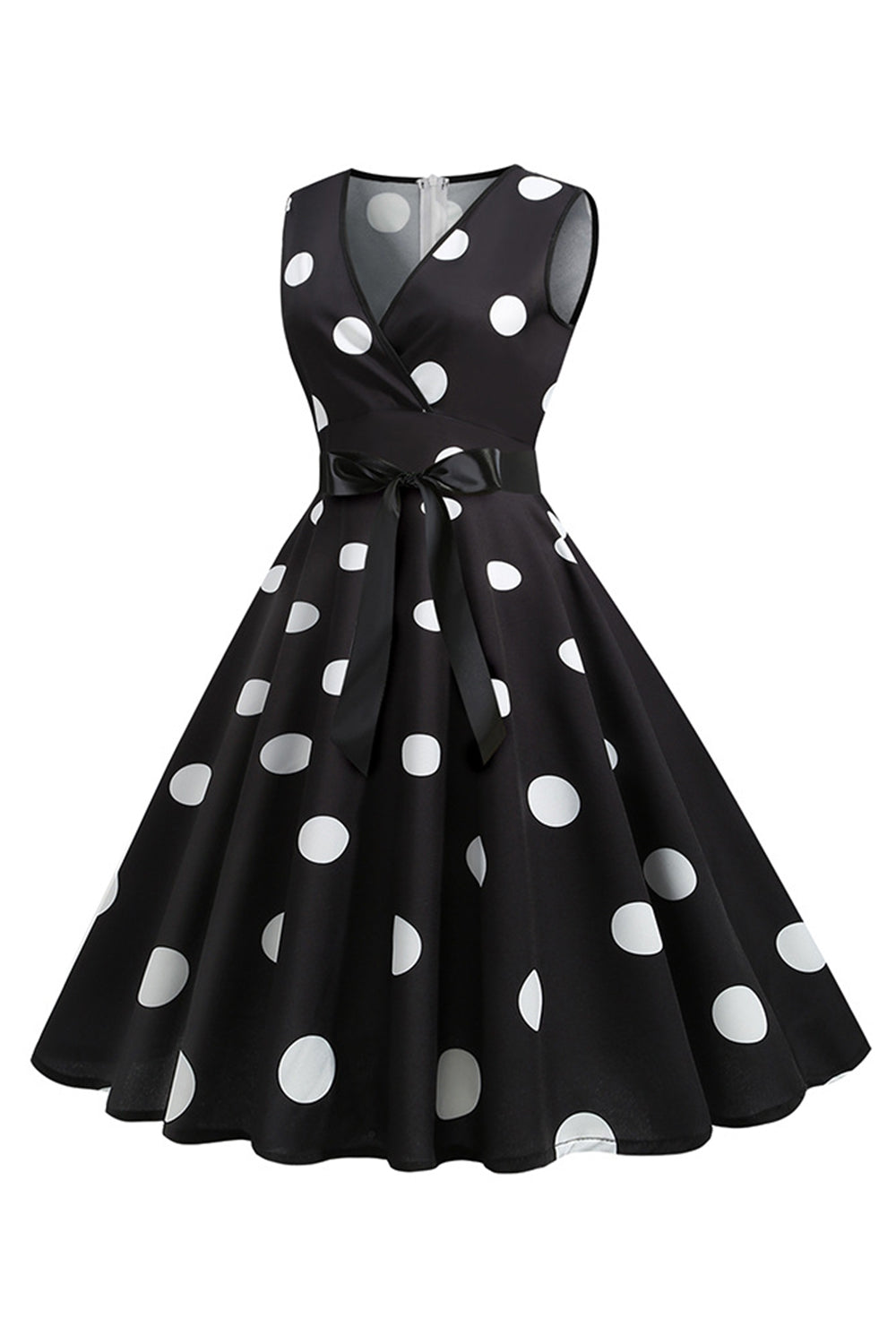1950s Vestido Vintage Azul Claro Lunares