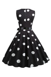 1950s Vestido Vintage Azul Claro Lunares