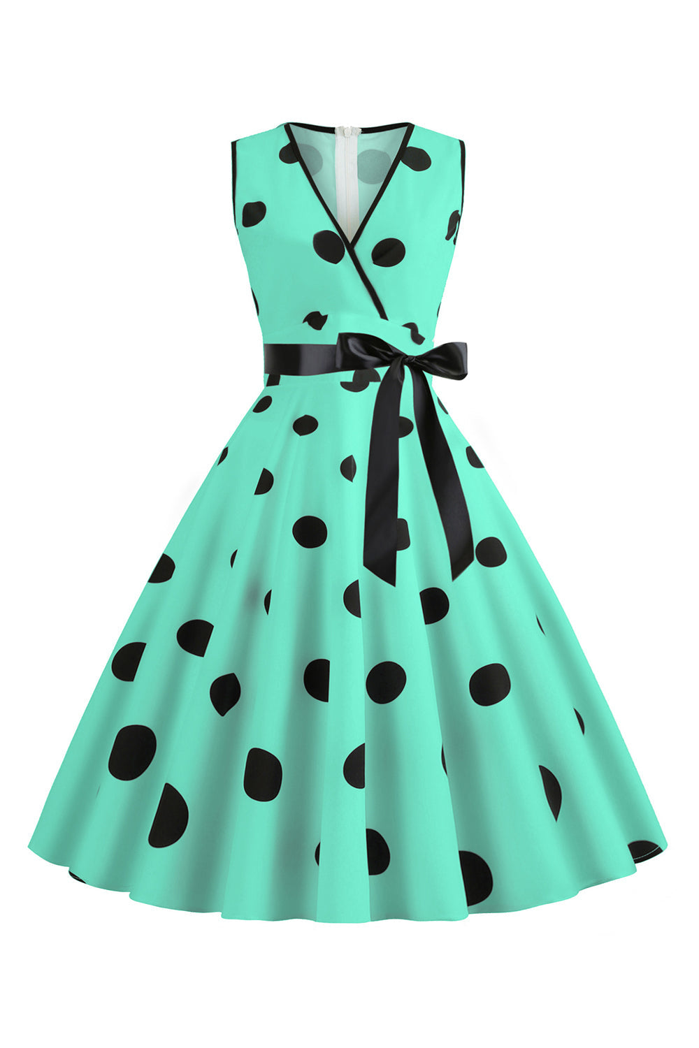 1950s Vestido Vintage Azul Claro Lunares