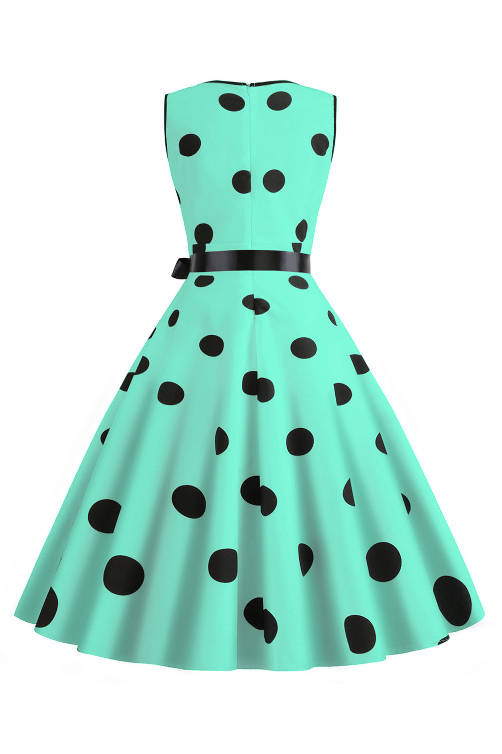 1950s Vestido Vintage Azul Claro Lunares