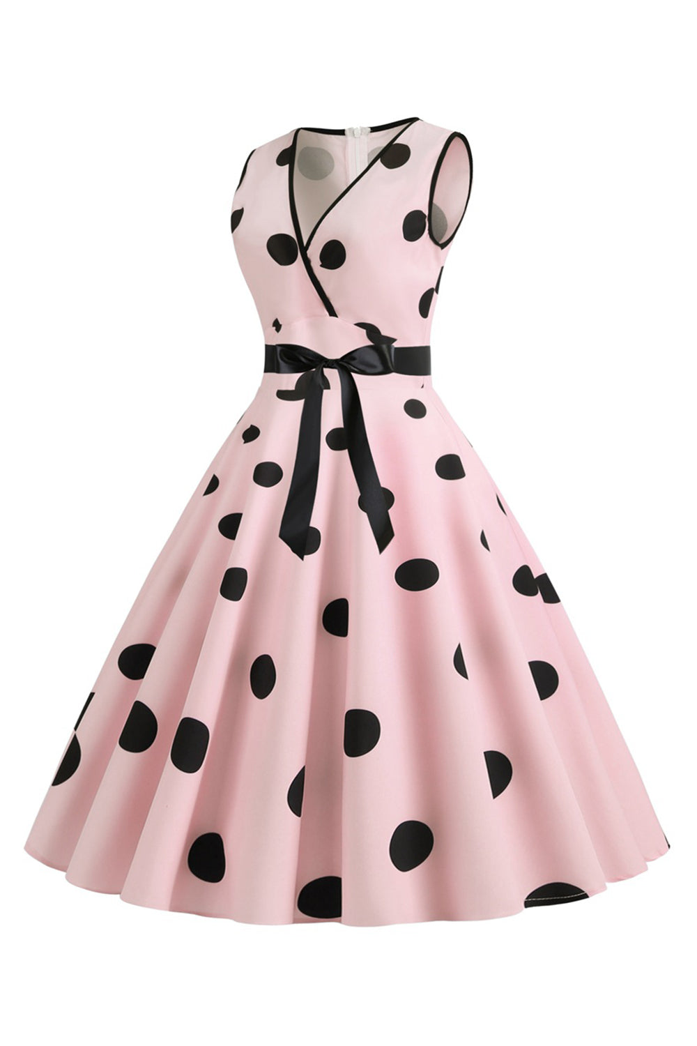 1950s Vestido Vintage Azul Claro Lunares