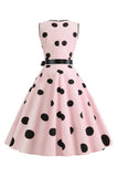 1950s Vestido Vintage Azul Claro Lunares