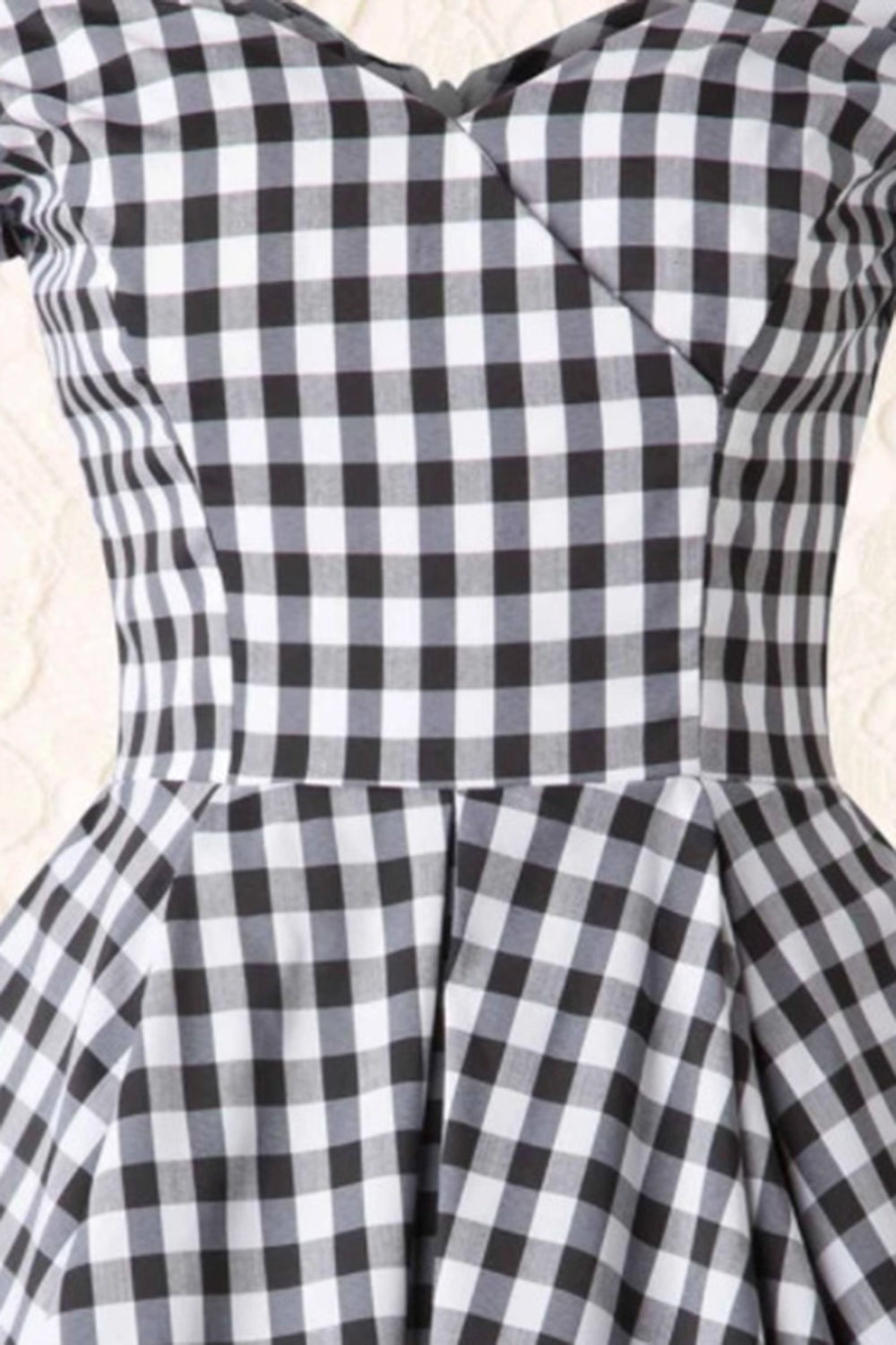 1950s Vestido Vintage Negro A Cuadros
