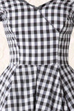 1950s Vestido Vintage Negro A Cuadros