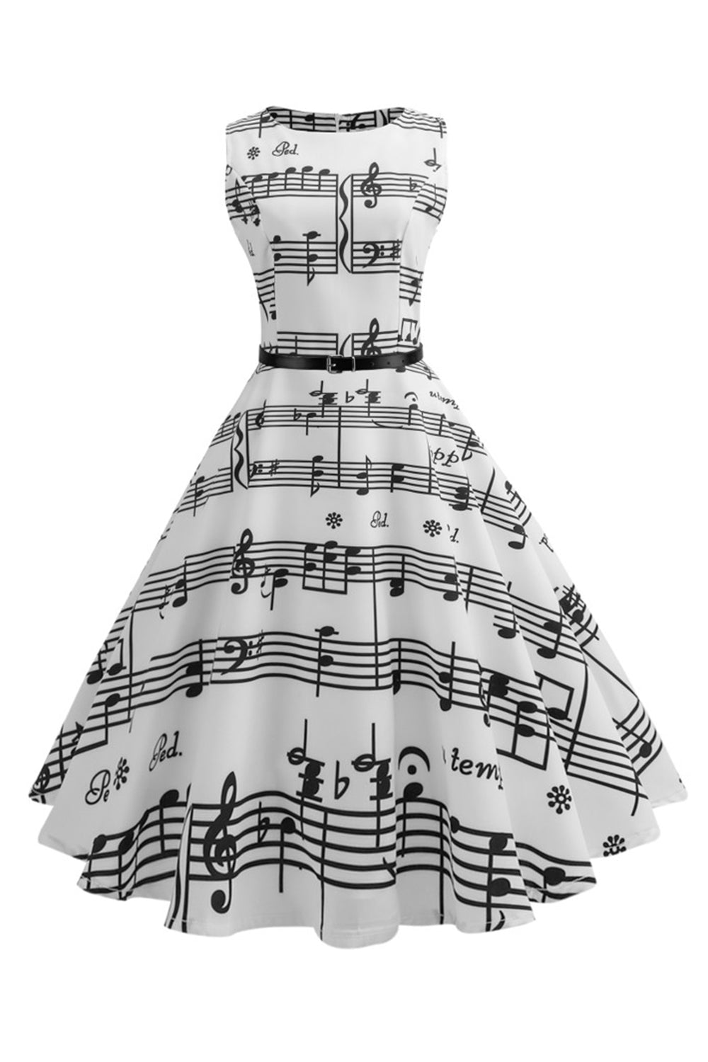 1950s Vestido Vintage Estampado Blanco